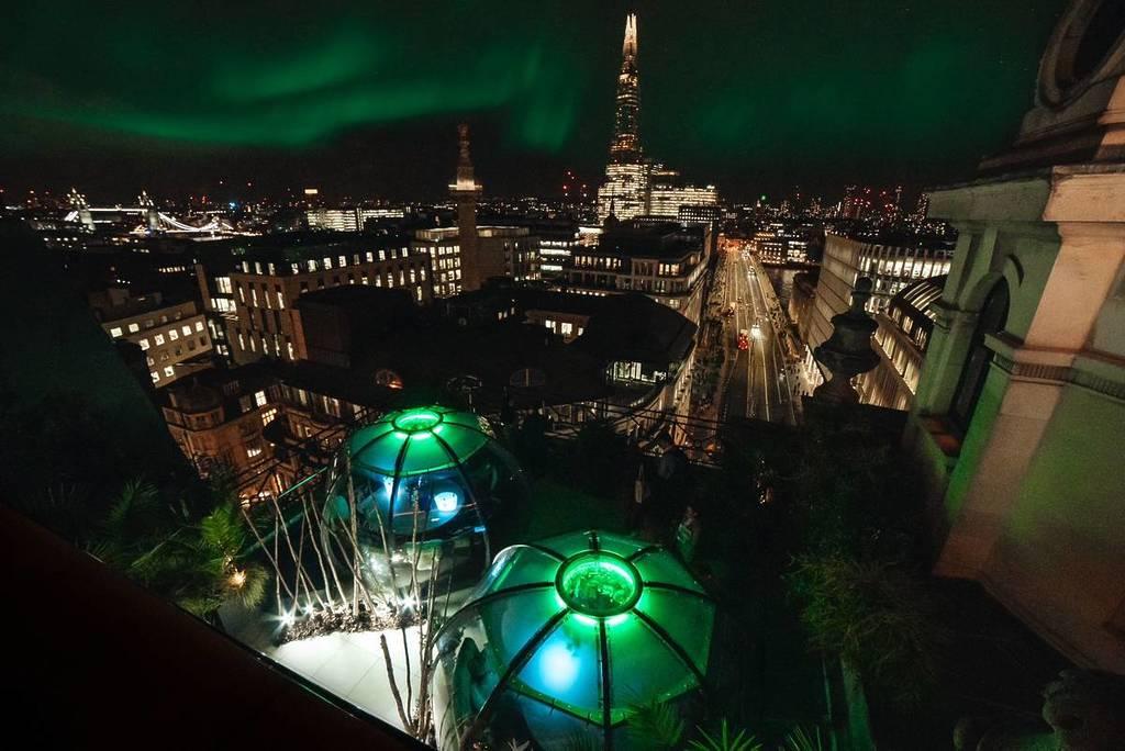 an aerial shot of the igloos that dot the wagtail rooftop